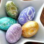 Set Of Five Paisley Eggs -..