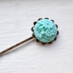 Round Flowers Teal Bobby Pi..