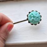 Round Flowers Teal Bobby Pi..