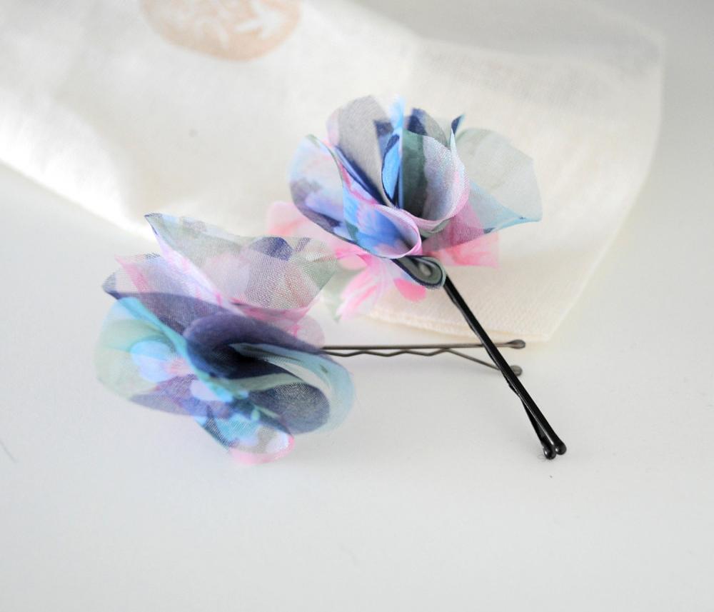Blue Watercolors. Hairpin Set by KimArt - made to order