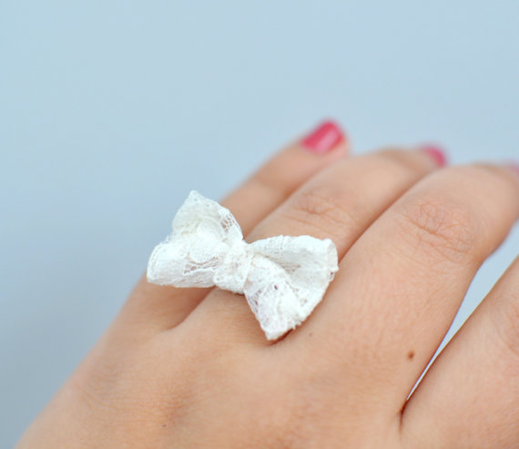 Sweetheart Lace Bow Ring by KimArt - made to order
