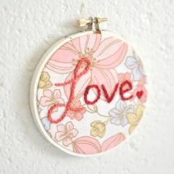 Love. Floral Mothers Day Ornament. Rose Pink and Red