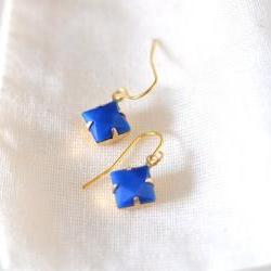 Blue Diamond Dangle Earrings